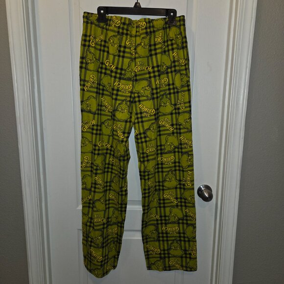 NWT Universal Studios The Grinch Green Plaid PJ Lounge Pants w/button fly - L - Picture 3 of 6